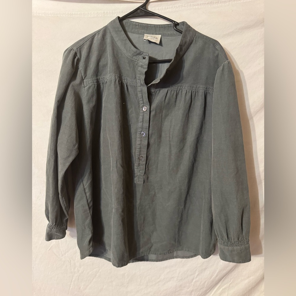 Gray Button-Up Blouse
